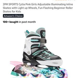 2PM SPORTS Cytia Pink Girls Adjustable Illuminating Inline Skates